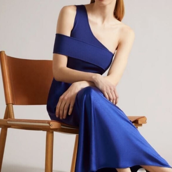 Ted Baker Royal Blue One Shoulder Cocktail Dress - Picture 4 of 10